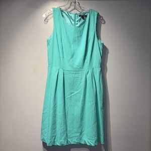 Chadwicks Dress‎ Women's Sz12 Aqua Linen Blend Sheath Sleeveless Lined Career